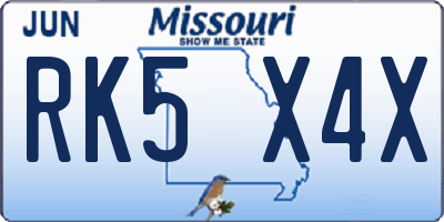 MO license plate RK5X4X