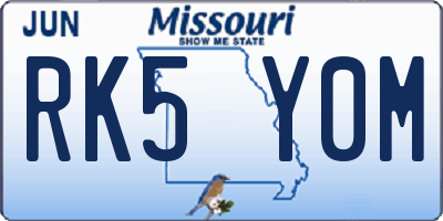MO license plate RK5Y0M