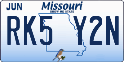 MO license plate RK5Y2N
