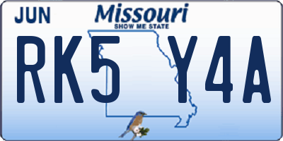 MO license plate RK5Y4A