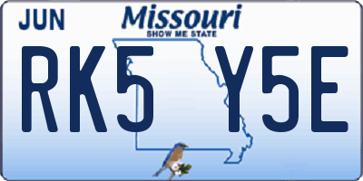MO license plate RK5Y5E
