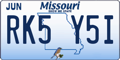 MO license plate RK5Y5I