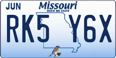 MO license plate RK5Y6X