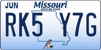 MO license plate RK5Y7G