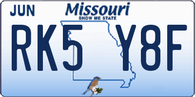 MO license plate RK5Y8F