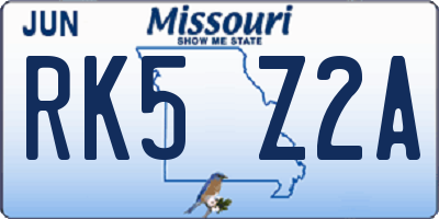 MO license plate RK5Z2A