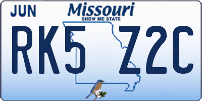 MO license plate RK5Z2C
