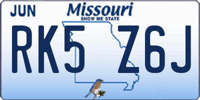MO license plate RK5Z6J
