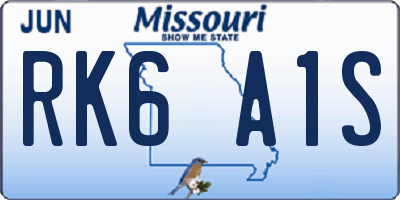 MO license plate RK6A1S