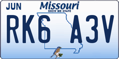 MO license plate RK6A3V