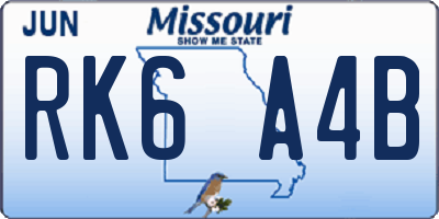 MO license plate RK6A4B