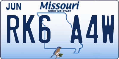 MO license plate RK6A4W