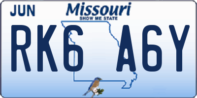 MO license plate RK6A6Y