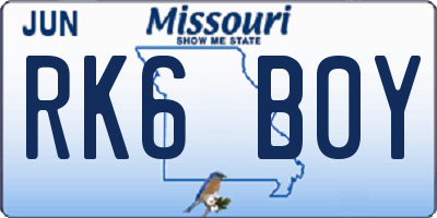 MO license plate RK6B0Y