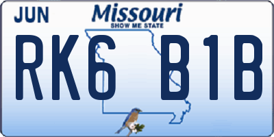 MO license plate RK6B1B