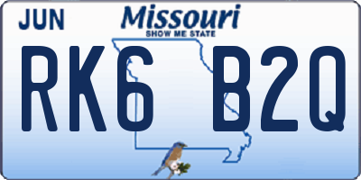 MO license plate RK6B2Q