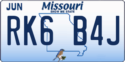 MO license plate RK6B4J