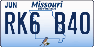 MO license plate RK6B4O