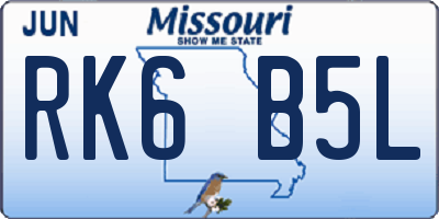 MO license plate RK6B5L