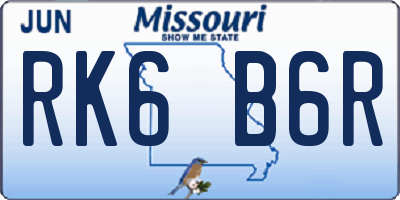 MO license plate RK6B6R