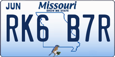 MO license plate RK6B7R