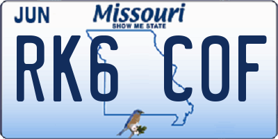 MO license plate RK6C0F