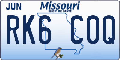 MO license plate RK6C0Q