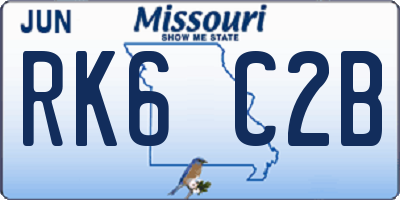 MO license plate RK6C2B