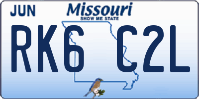 MO license plate RK6C2L