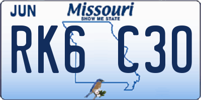 MO license plate RK6C3O