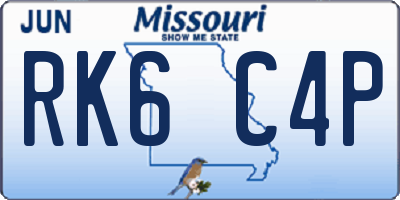 MO license plate RK6C4P