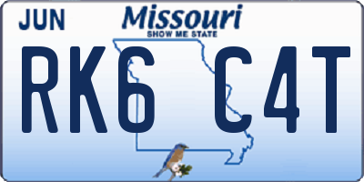 MO license plate RK6C4T