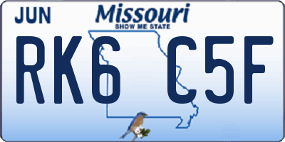 MO license plate RK6C5F