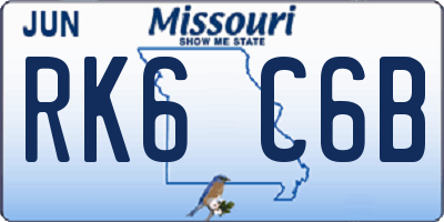 MO license plate RK6C6B