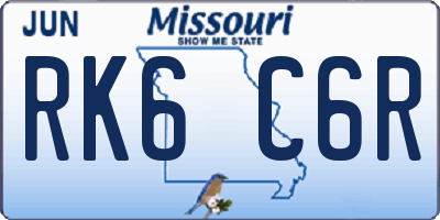 MO license plate RK6C6R