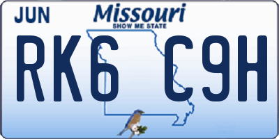 MO license plate RK6C9H