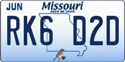 MO license plate RK6D2D
