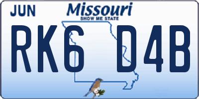 MO license plate RK6D4B