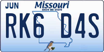 MO license plate RK6D4S