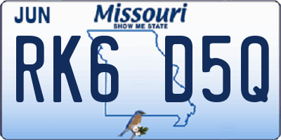 MO license plate RK6D5Q
