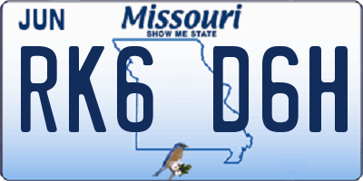 MO license plate RK6D6H