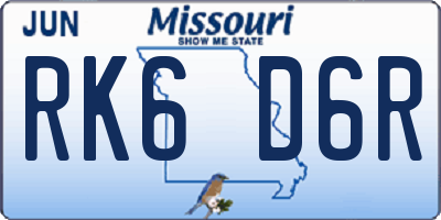 MO license plate RK6D6R