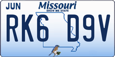 MO license plate RK6D9V
