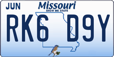 MO license plate RK6D9Y