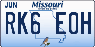 MO license plate RK6E0H
