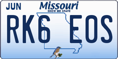 MO license plate RK6E0S