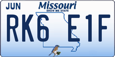 MO license plate RK6E1F