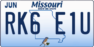 MO license plate RK6E1U