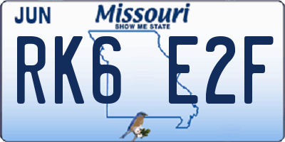 MO license plate RK6E2F