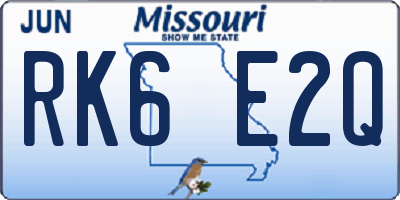 MO license plate RK6E2Q